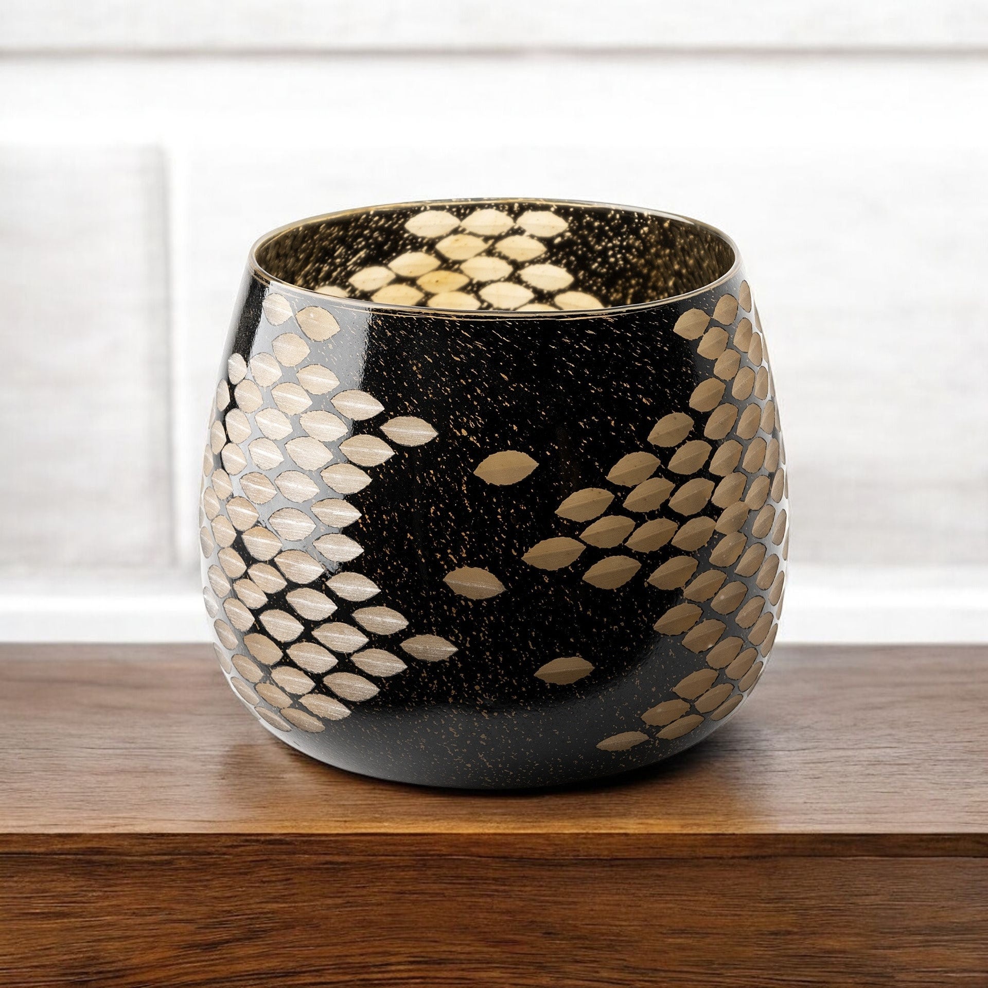 8" Gold Abstract Cylinder Crystal Glass Table Vase-Vases-DECOROLALA