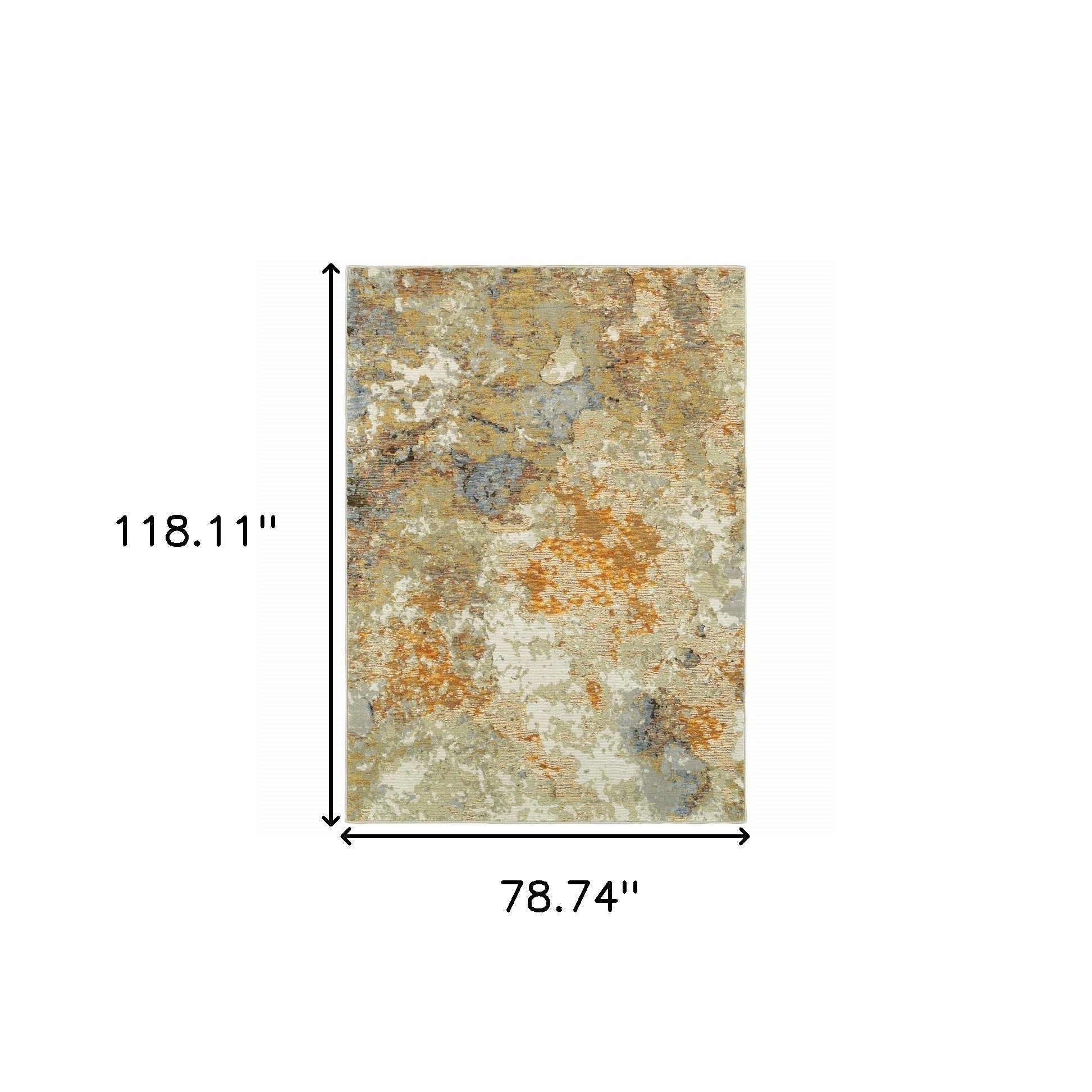 8' Gold And Ivory Runner Rug-Area Rugs-DECOROLALA