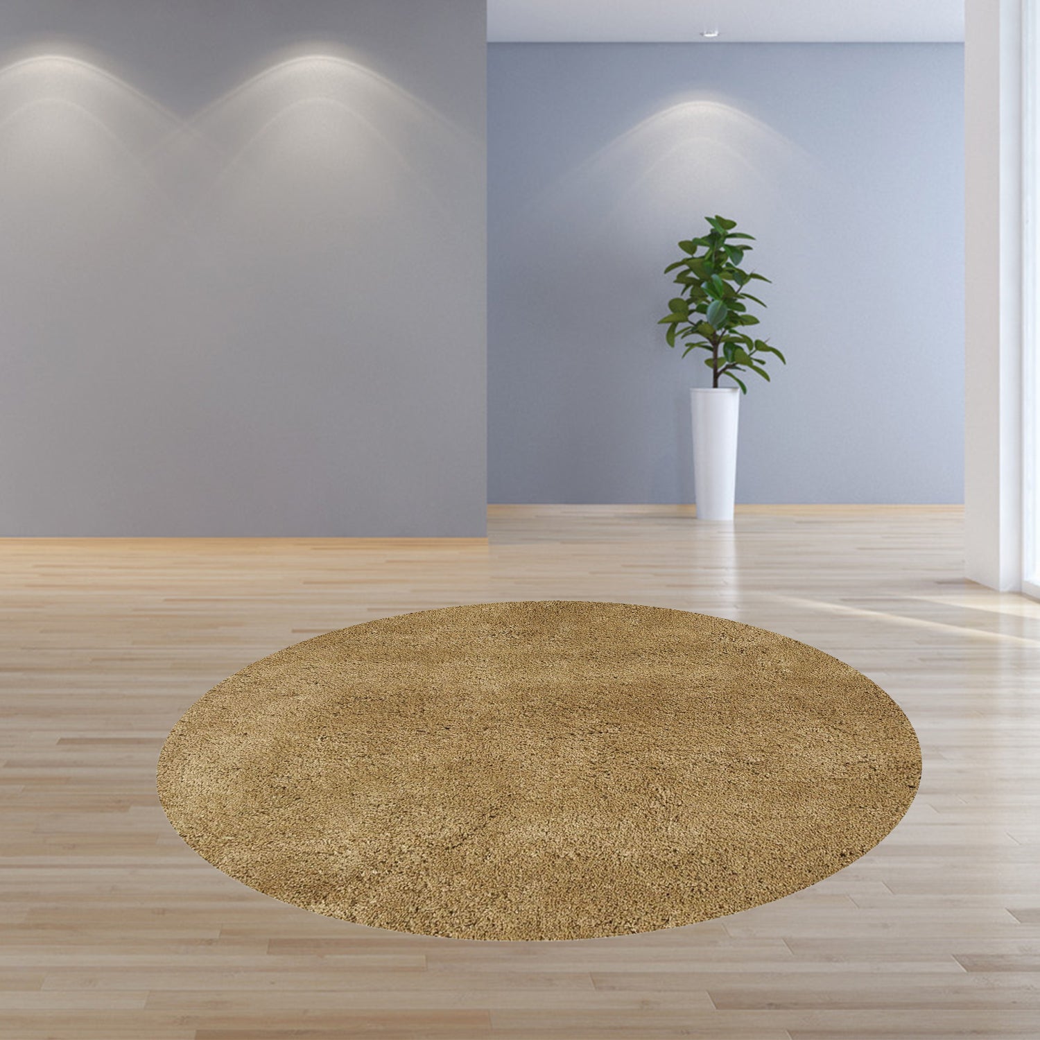 8' Gold Hand Woven Round Rug-Area Rugs-DECOROLALA