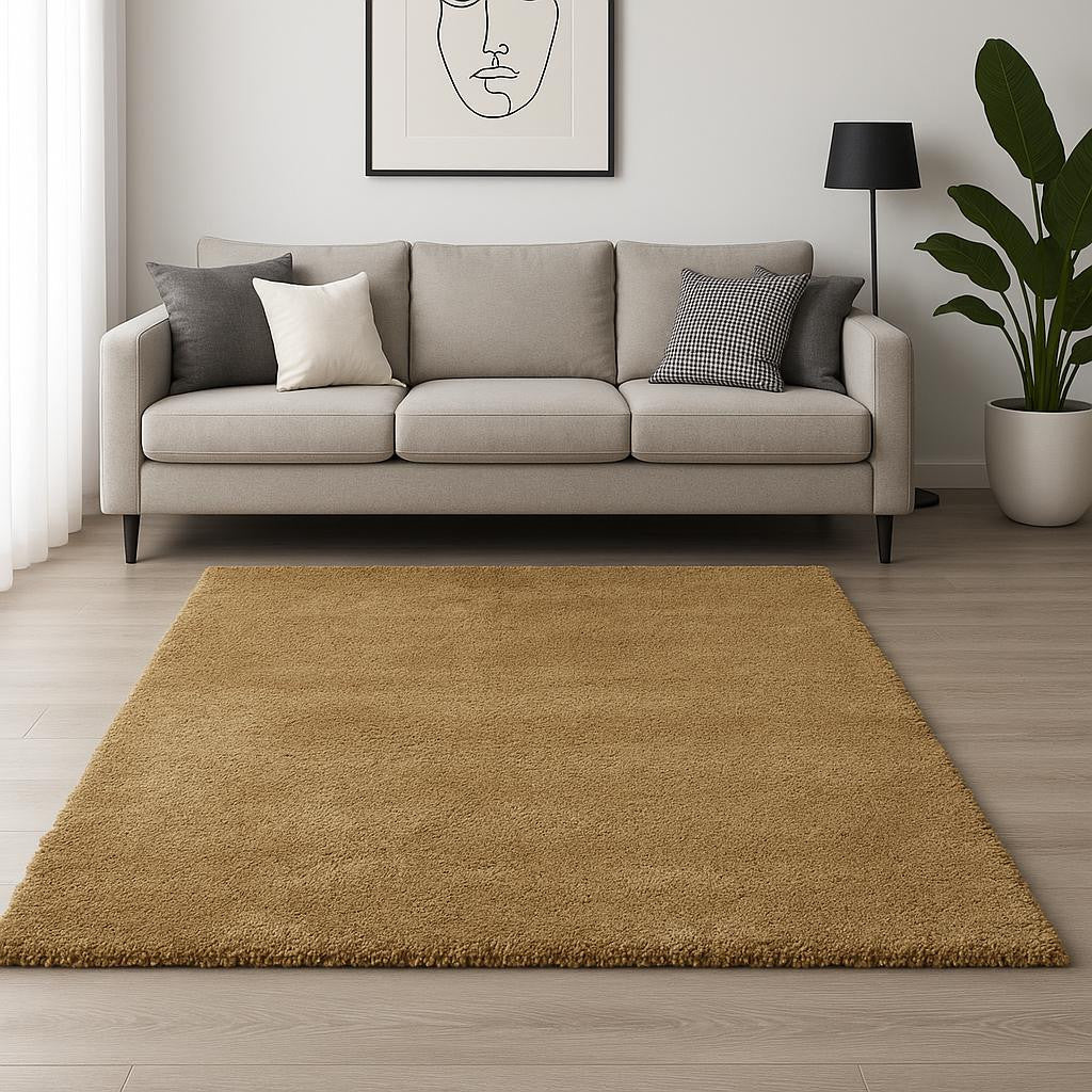 8' Gold Hand Woven Round Rug-Area Rugs-DECOROLALA