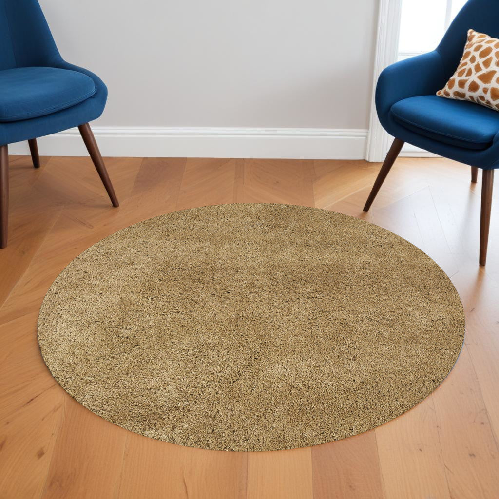 8' Gold Hand Woven Round Rug-Area Rugs-DECOROLALA