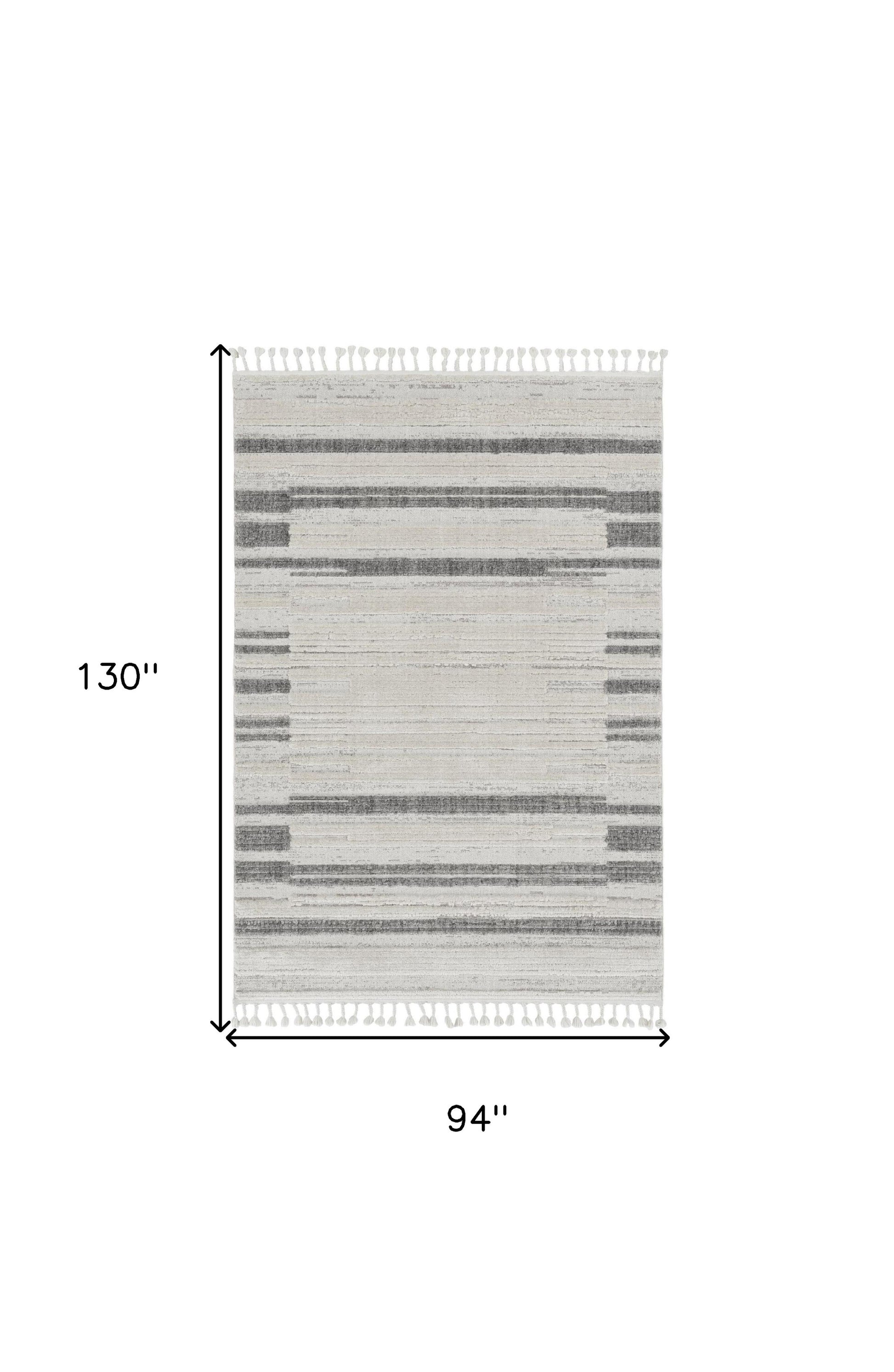 8' Gray And Ivory Abstract Runner Rug-Area Rugs-DECOROLALA