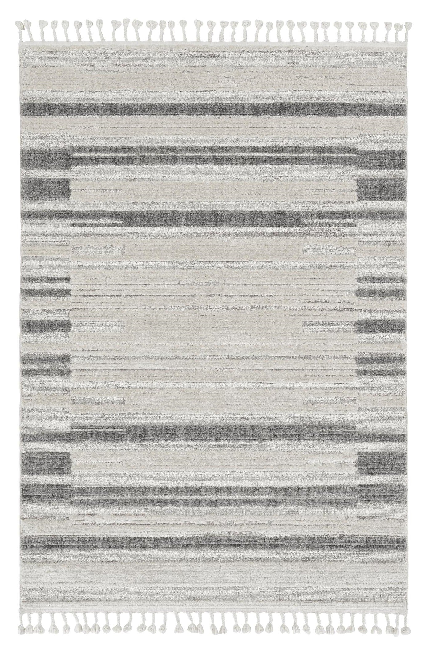 8' Gray And Ivory Abstract Runner Rug-Area Rugs-DECOROLALA