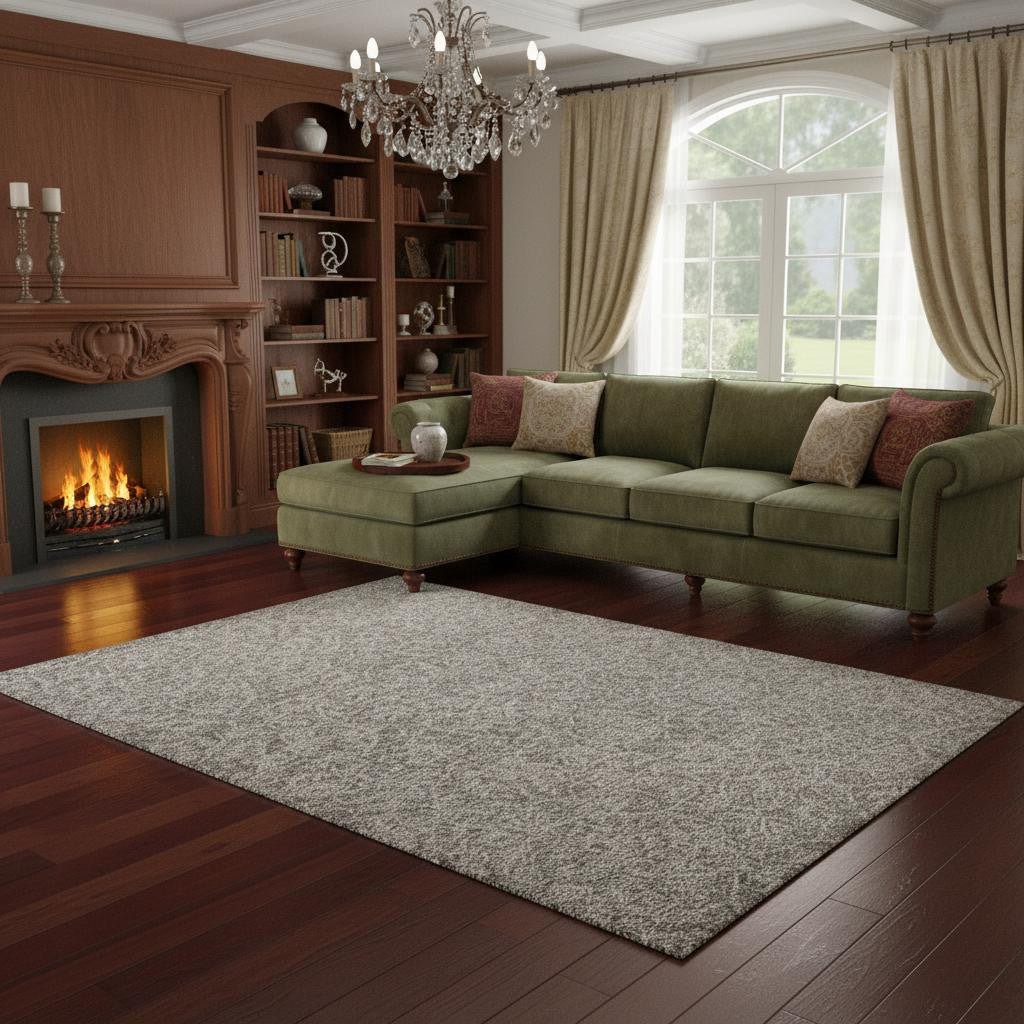 8' Gray And Light Gray Wool Floral Medallion Hand Tufted Runner Rug-Area Rugs-DECOROLALA