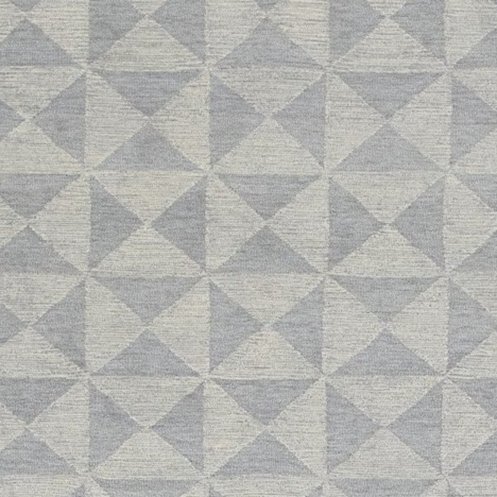 8' Gray And Light Gray Wool Geometric Hand Tufted Runner Rug-Area Rugs-DECOROLALA