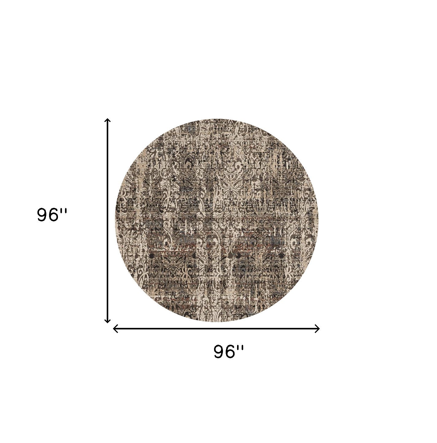 8' Gray And Tan Abstract Round Rug-Area Rugs-DECOROLALA