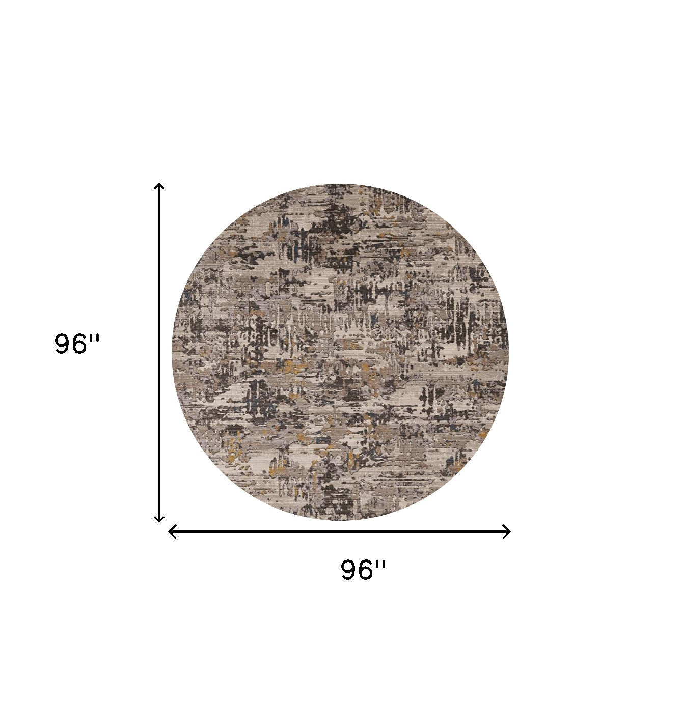 8' Gray Black And Gold Abstract Round Rug-Area Rugs-DECOROLALA