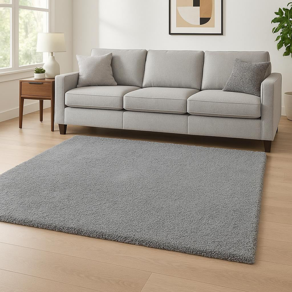 8' Gray Hand Woven Round Rug-Area Rugs-DECOROLALA