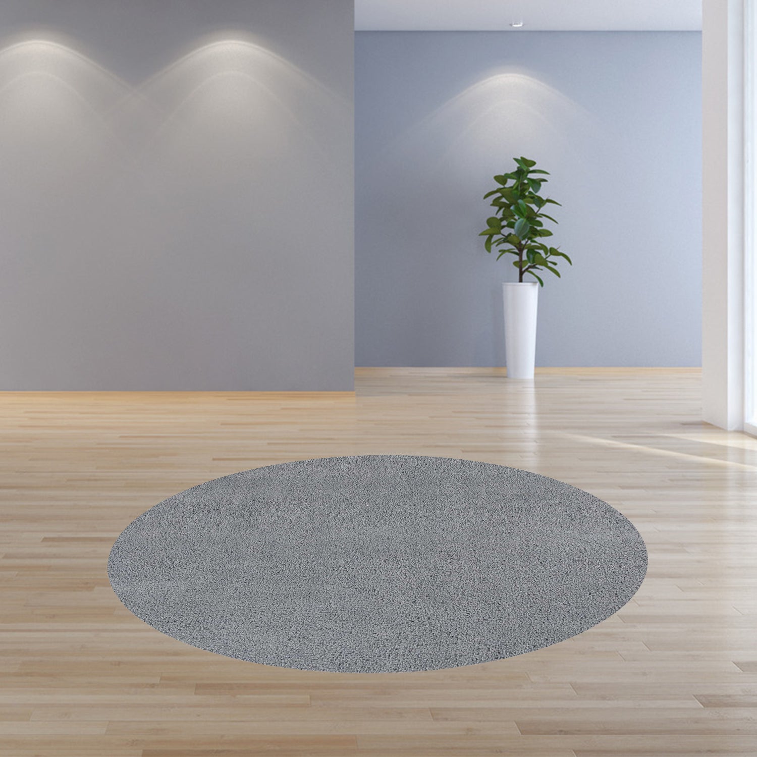 8' Gray Hand Woven Round Rug-Area Rugs-DECOROLALA