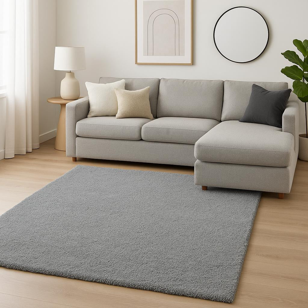 8' Gray Hand Woven Round Rug-Area Rugs-DECOROLALA