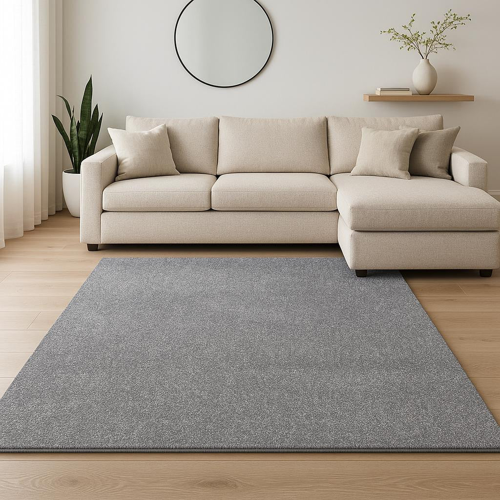 8' Gray Round Hand Woven Area Rug-Area Rugs-DECOROLALA