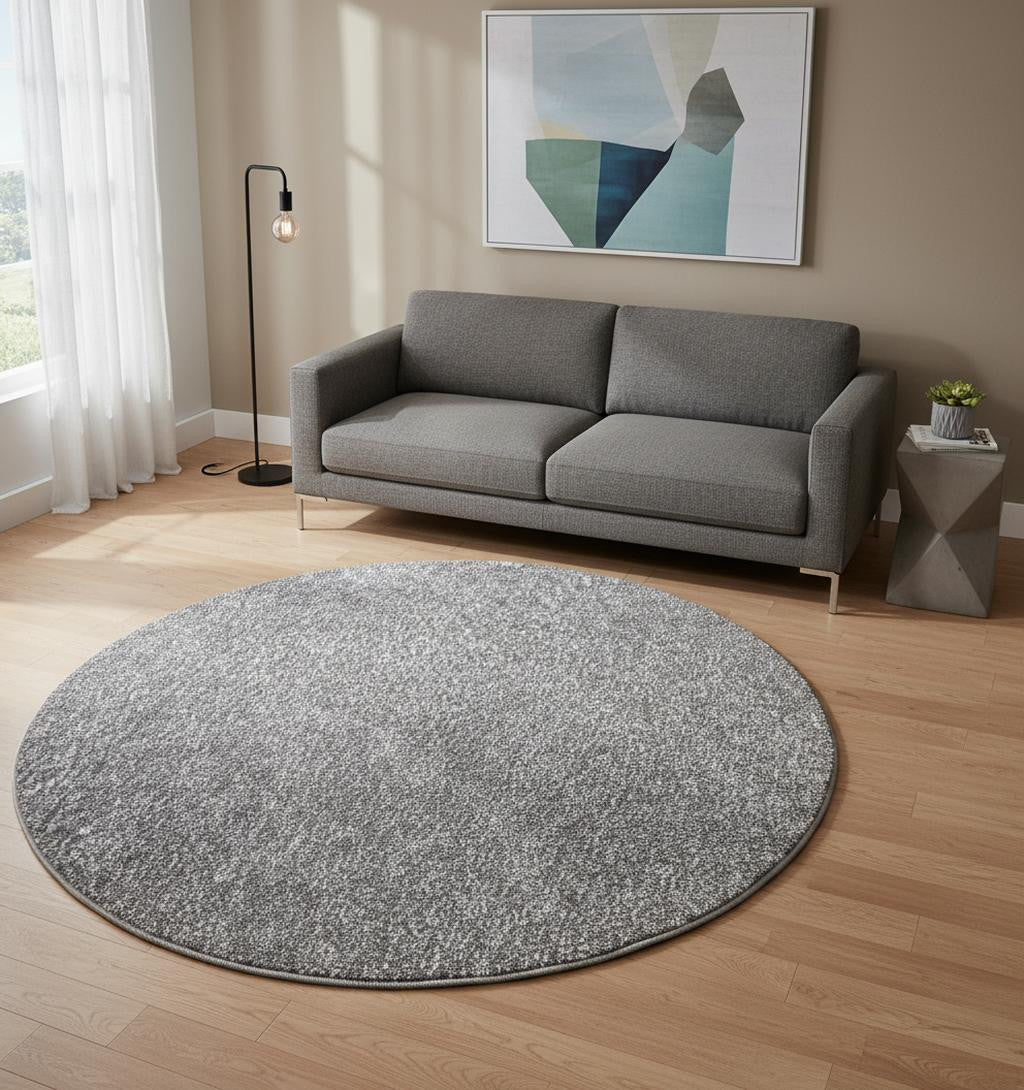 8' Gray Round Hand Woven Area Rug-Area Rugs-DECOROLALA