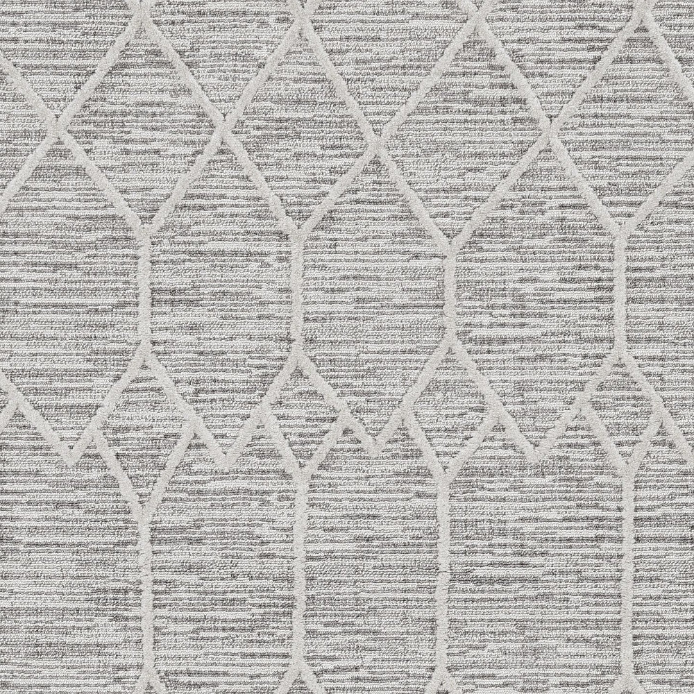 8' Gray and Ivory Abstract Runner Rug-Area Rugs-DECOROLALA