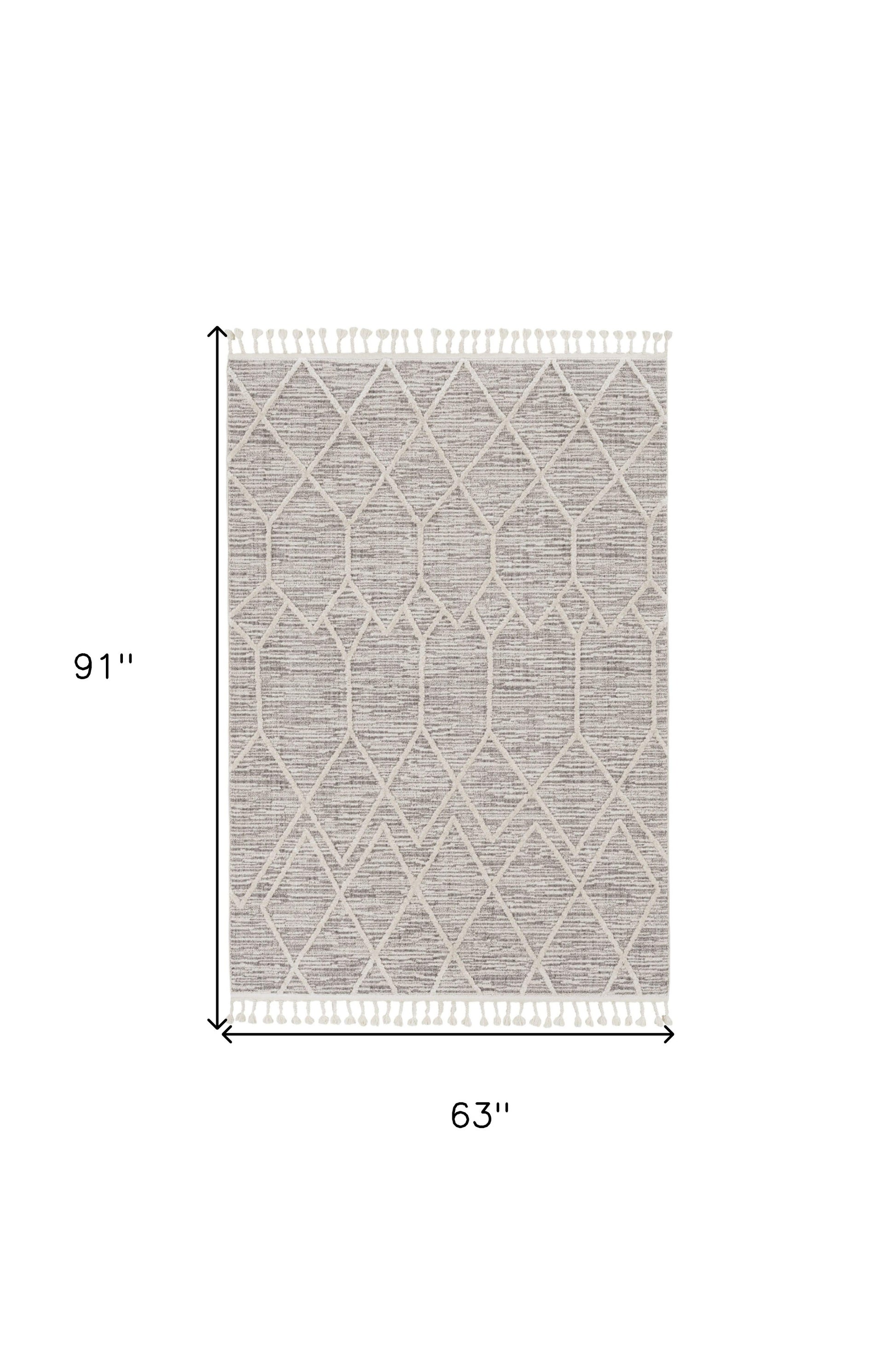 8' Gray and Ivory Abstract Runner Rug-Area Rugs-DECOROLALA