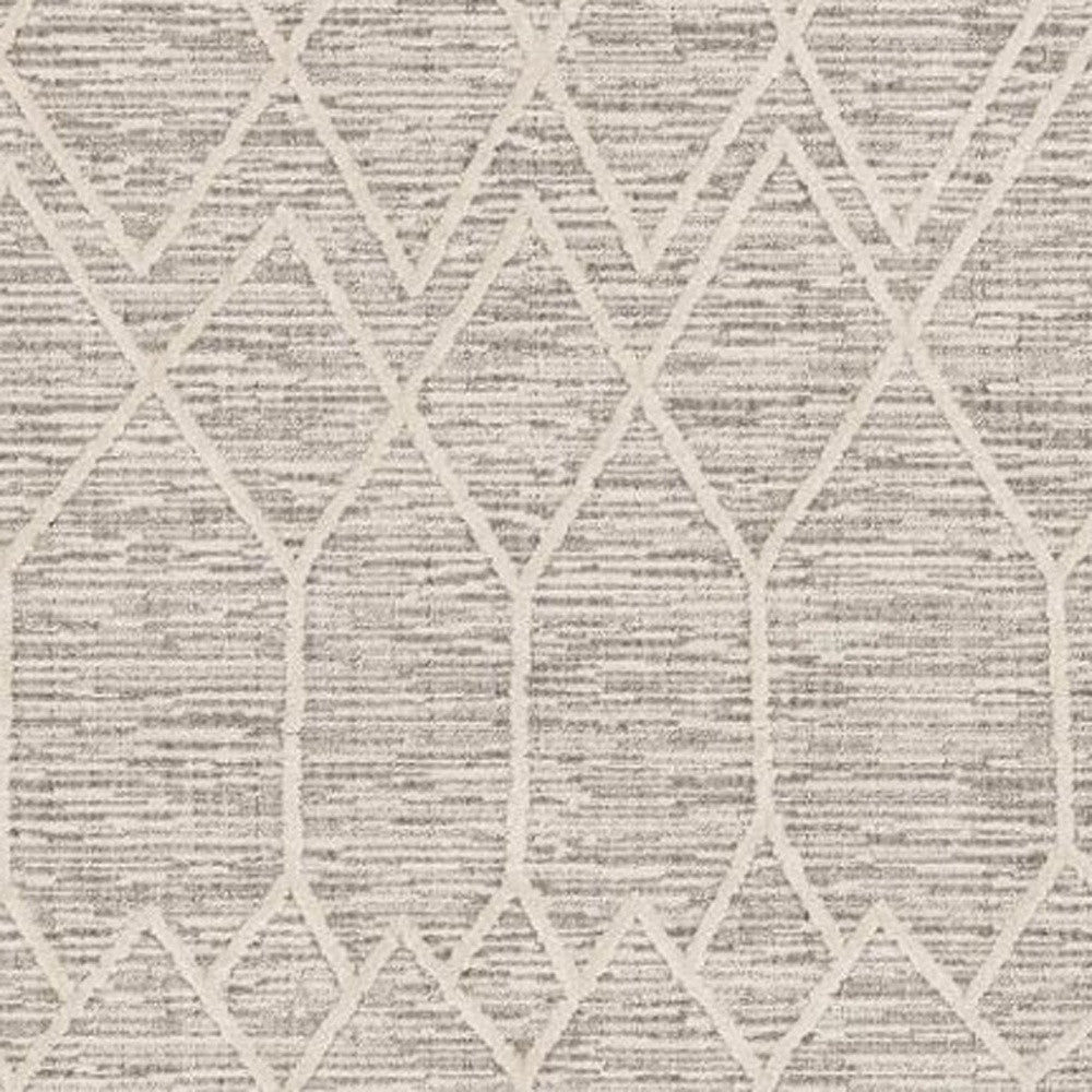 8' Gray and Ivory Abstract Runner Rug-Area Rugs-DECOROLALA