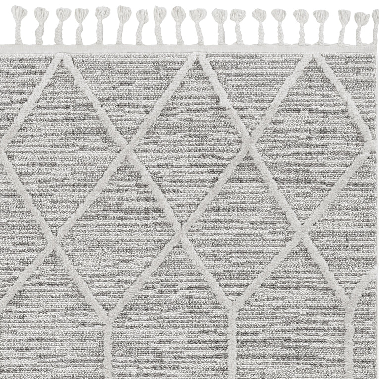 8' Gray and Ivory Abstract Runner Rug-Area Rugs-DECOROLALA