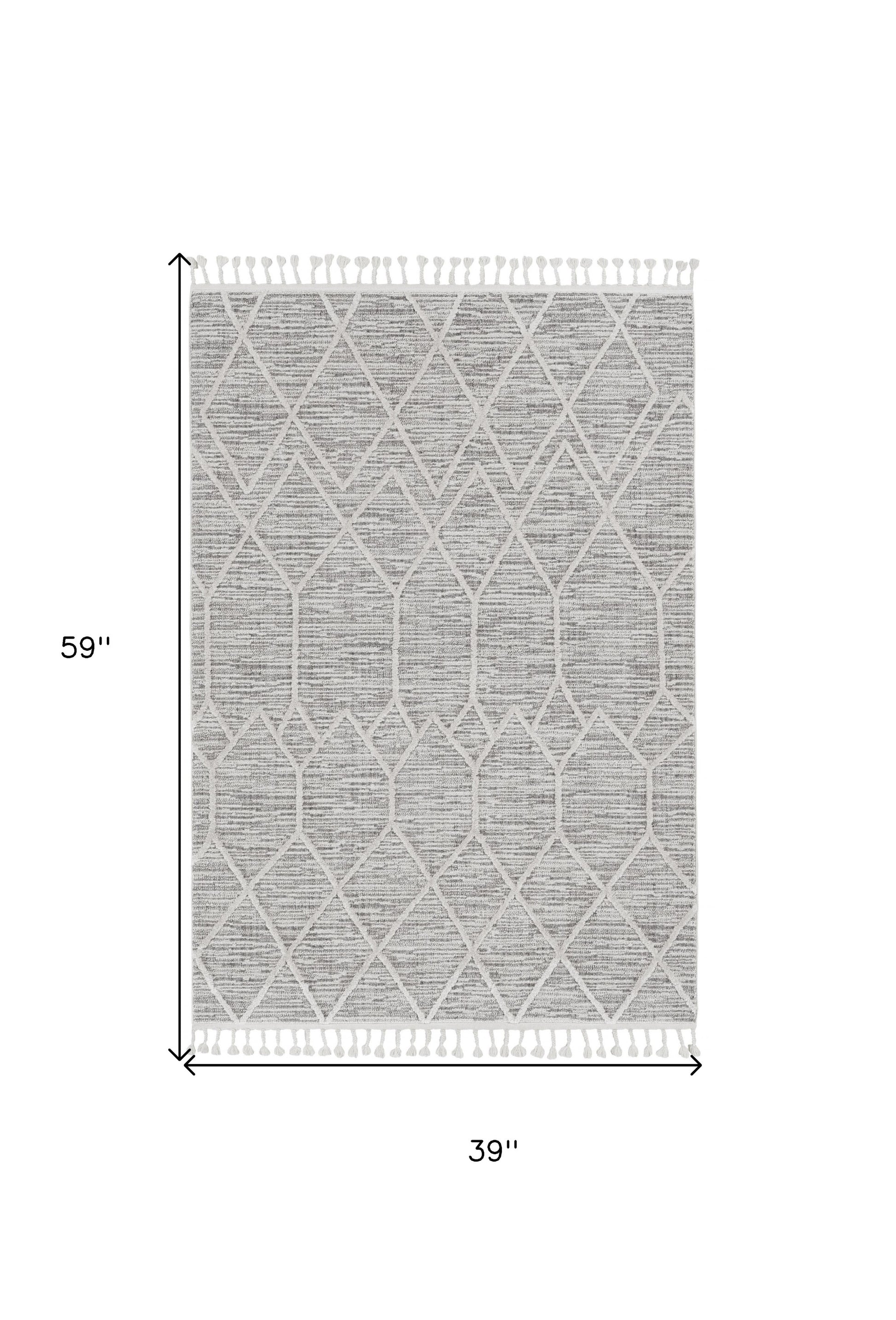 8' Gray and Ivory Abstract Runner Rug-Area Rugs-DECOROLALA