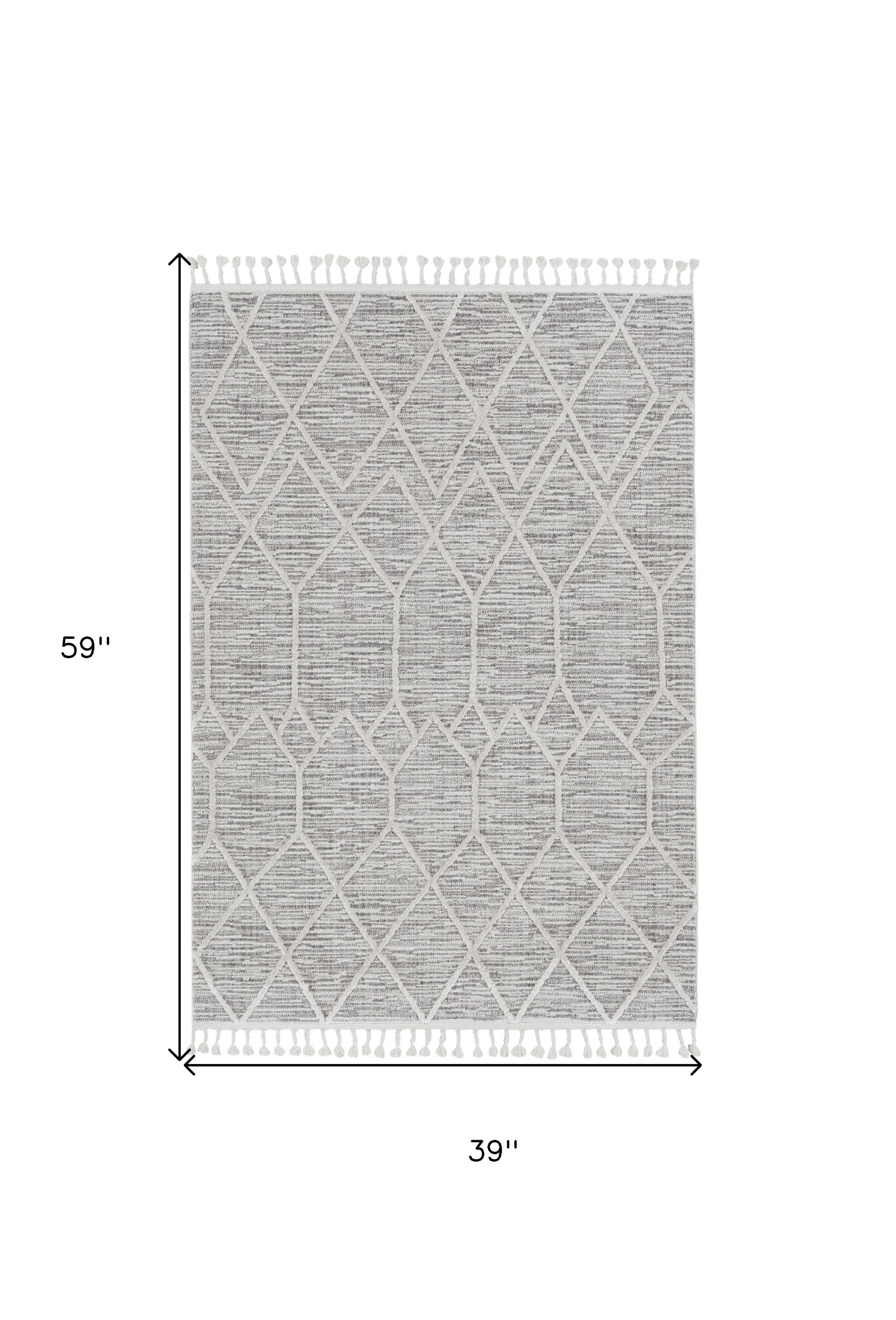 8' Gray and Ivory Abstract Runner Rug-Area Rugs-DECOROLALA