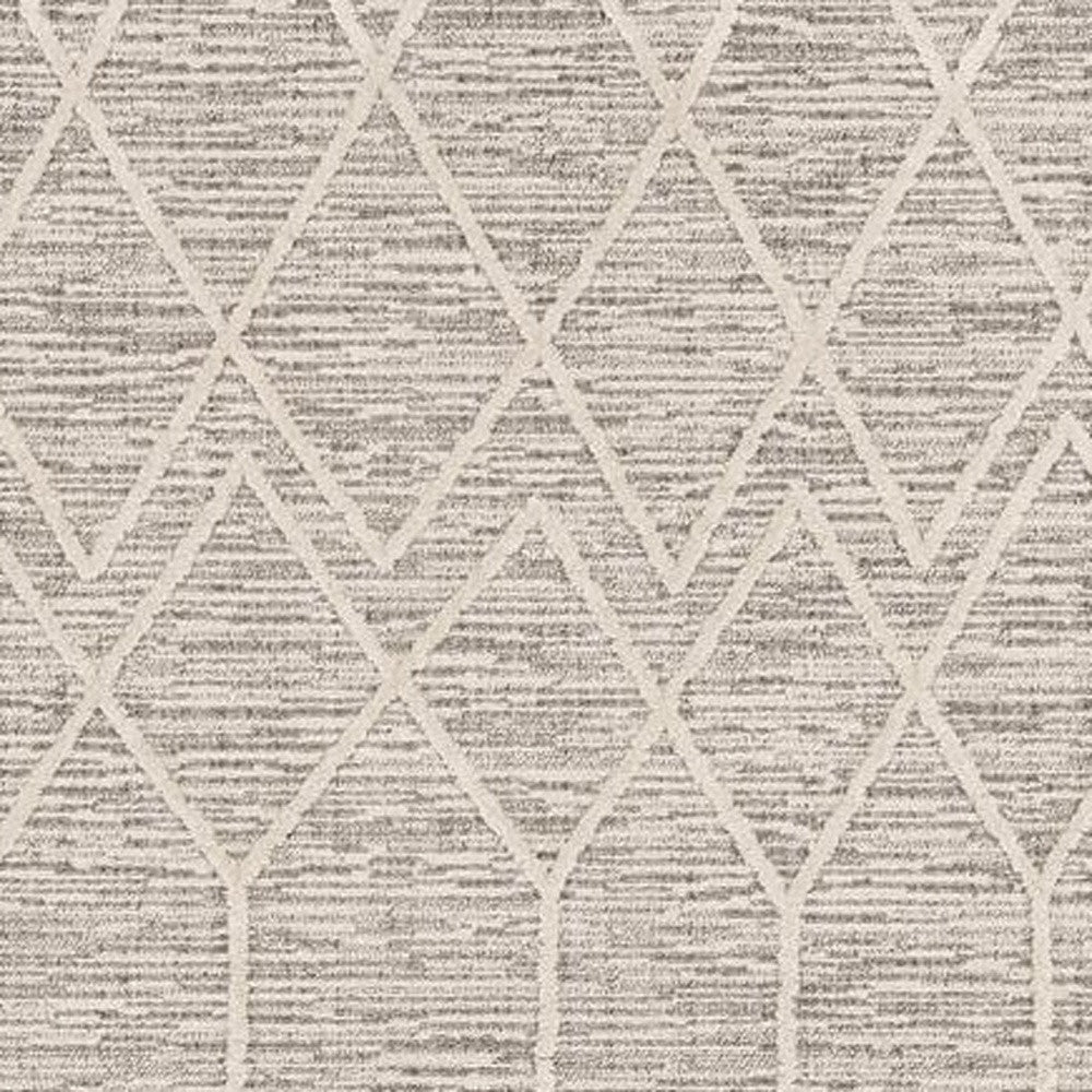 8' Gray and Ivory Abstract Runner Rug-Area Rugs-DECOROLALA