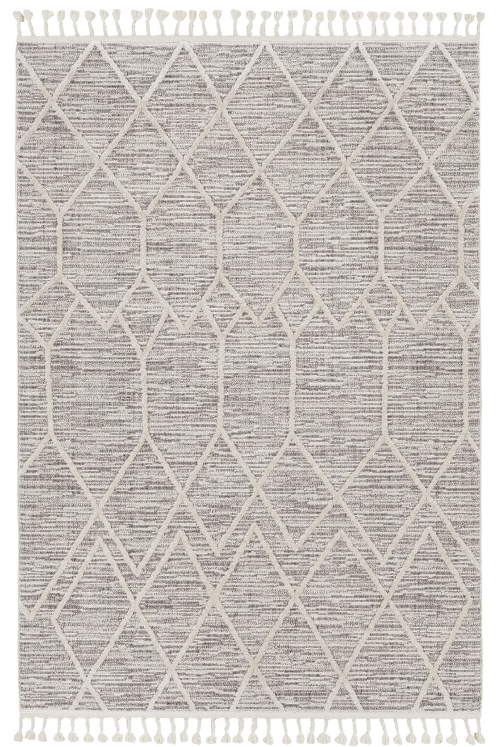 8' Gray and Ivory Abstract Runner Rug-Area Rugs-DECOROLALA