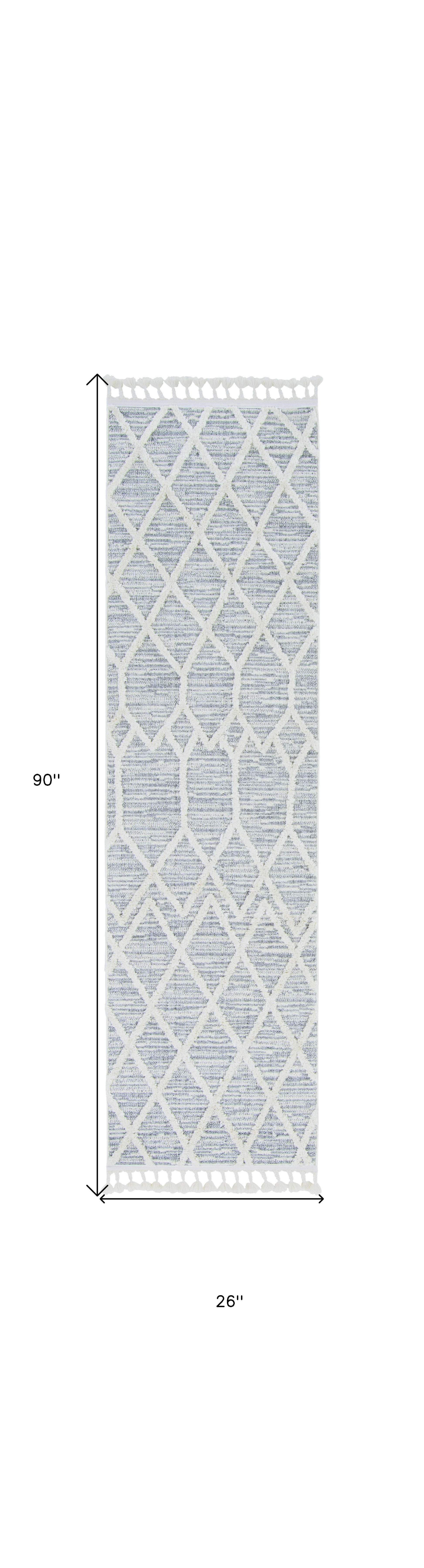 8' Gray and Ivory Abstract Runner Rug-Area Rugs-DECOROLALA