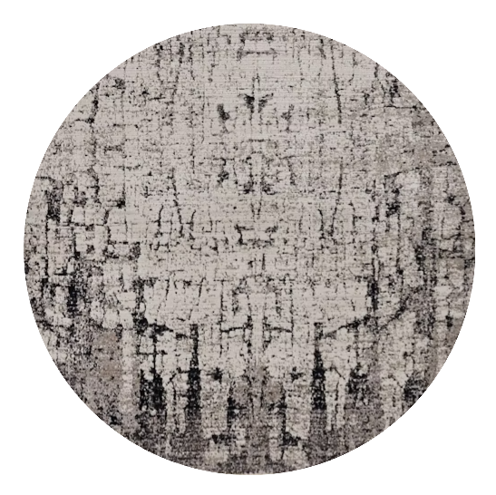 8' Gray and Ivory Round Area Rug-Area Rugs-DECOROLALA