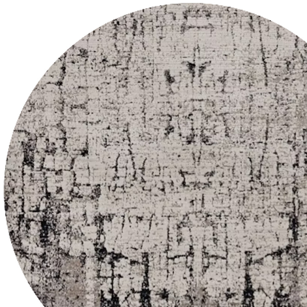 8' Gray and Ivory Round Area Rug-Area Rugs-DECOROLALA