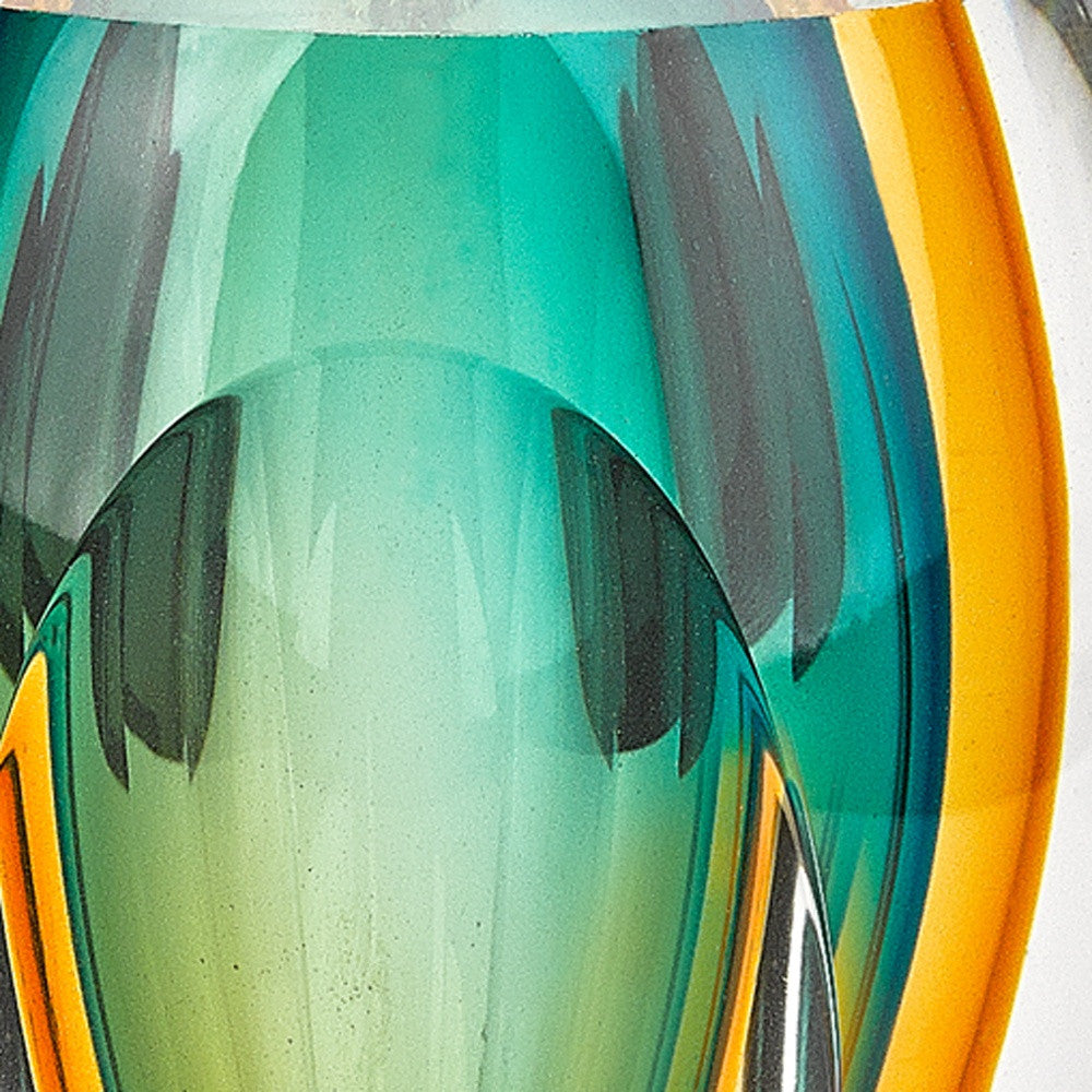 8" Green Abstract Cylinder Murano Glass Table Vase-Vases-DECOROLALA