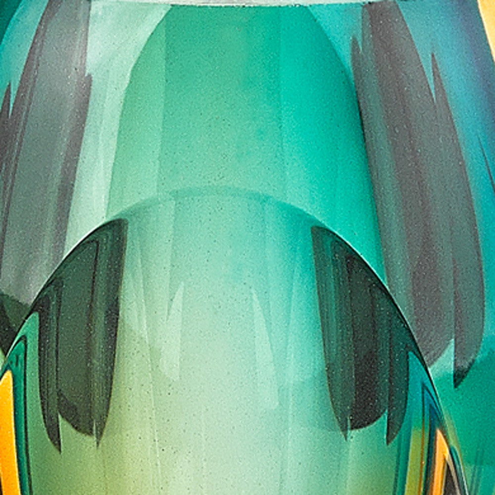 8" Green Abstract Cylinder Murano Glass Table Vase-Vases-DECOROLALA