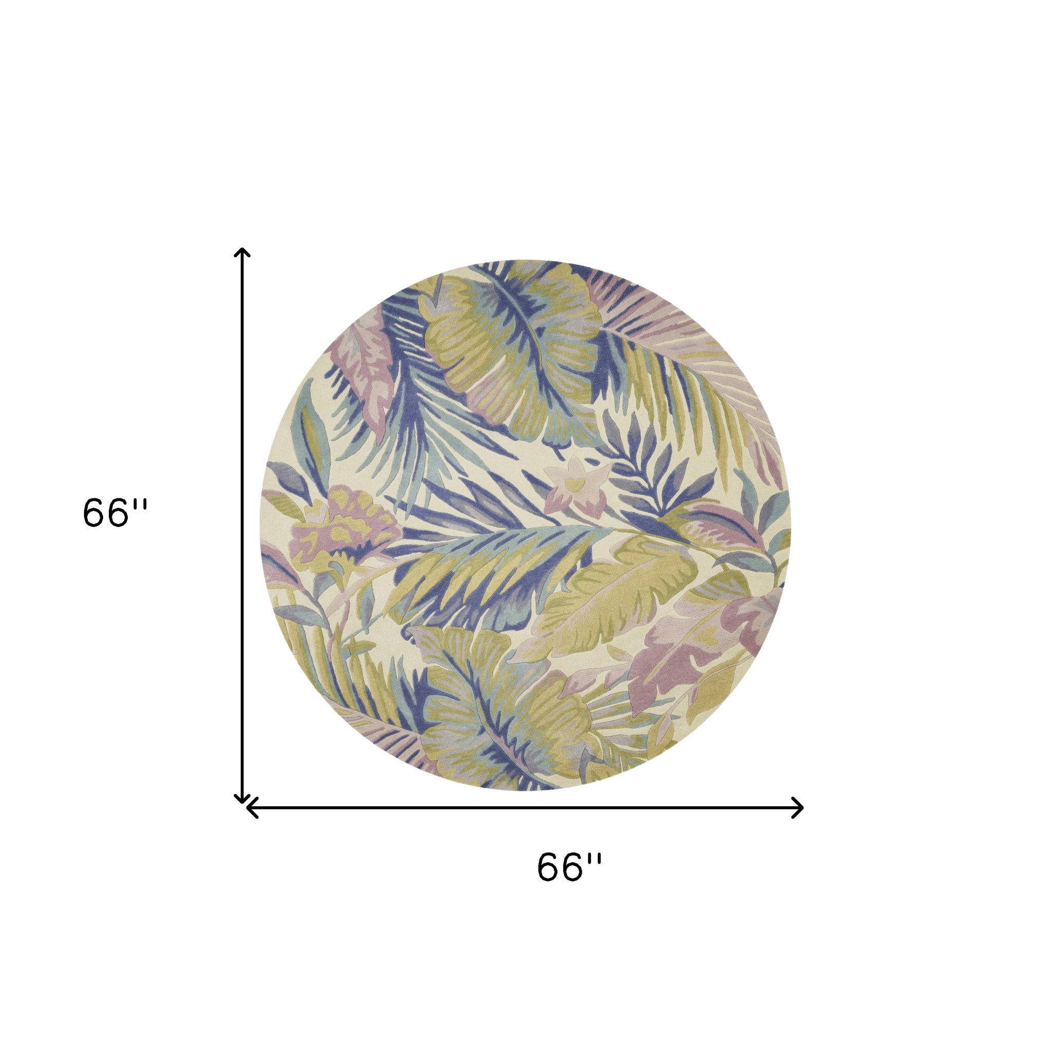 8' Green Pink And Purple Wool Tropical Botanical Hand Tufted Runner Rug-Area Rugs-DECOROLALA