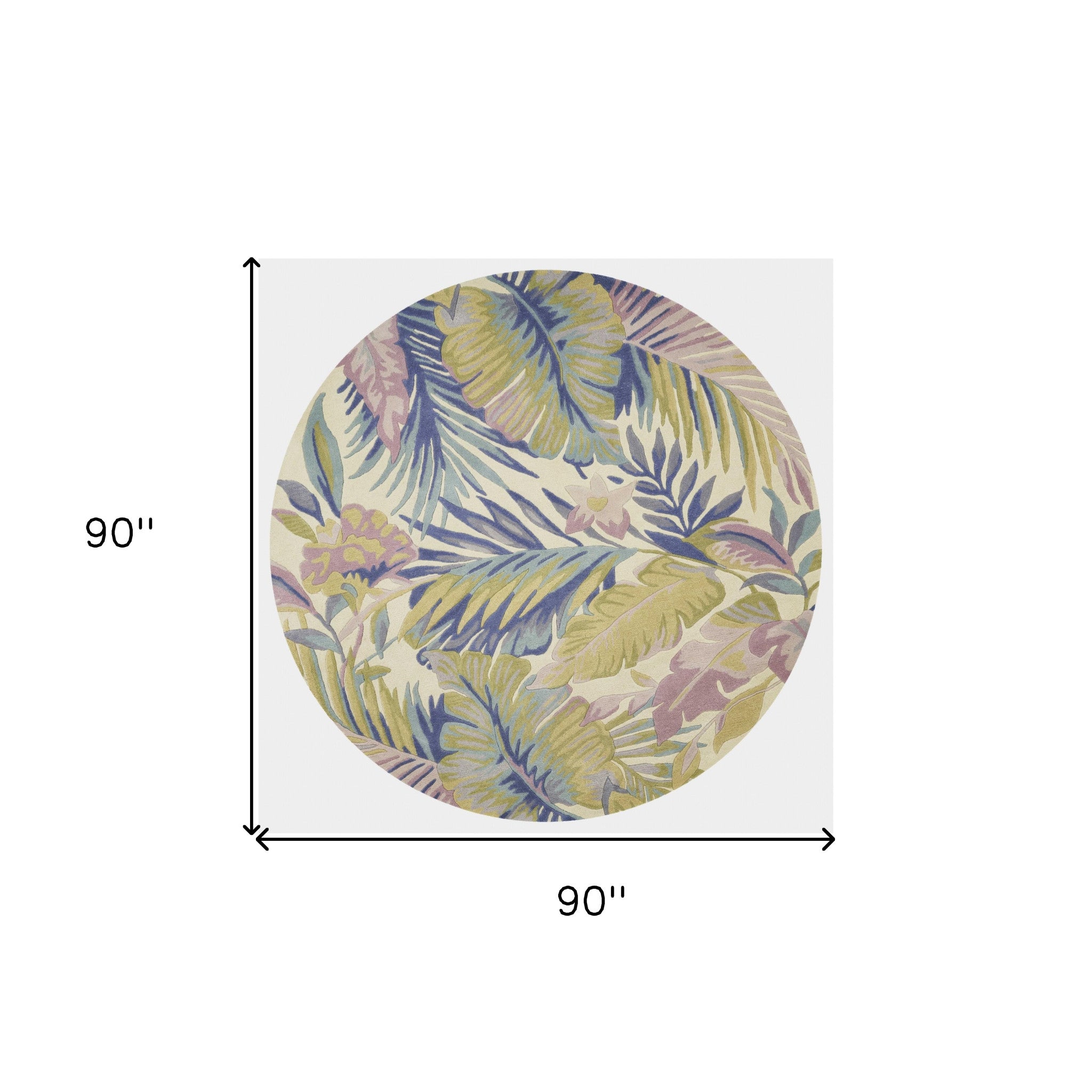 8' Green Pink And Purple Wool Tropical Botanical Hand Tufted Runner Rug-Area Rugs-DECOROLALA