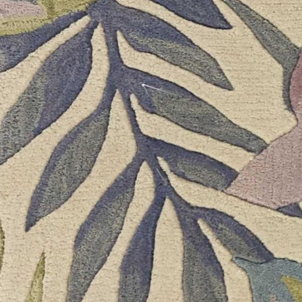 8' Green Pink And Purple Wool Tropical Botanical Hand Tufted Runner Rug-Area Rugs-DECOROLALA