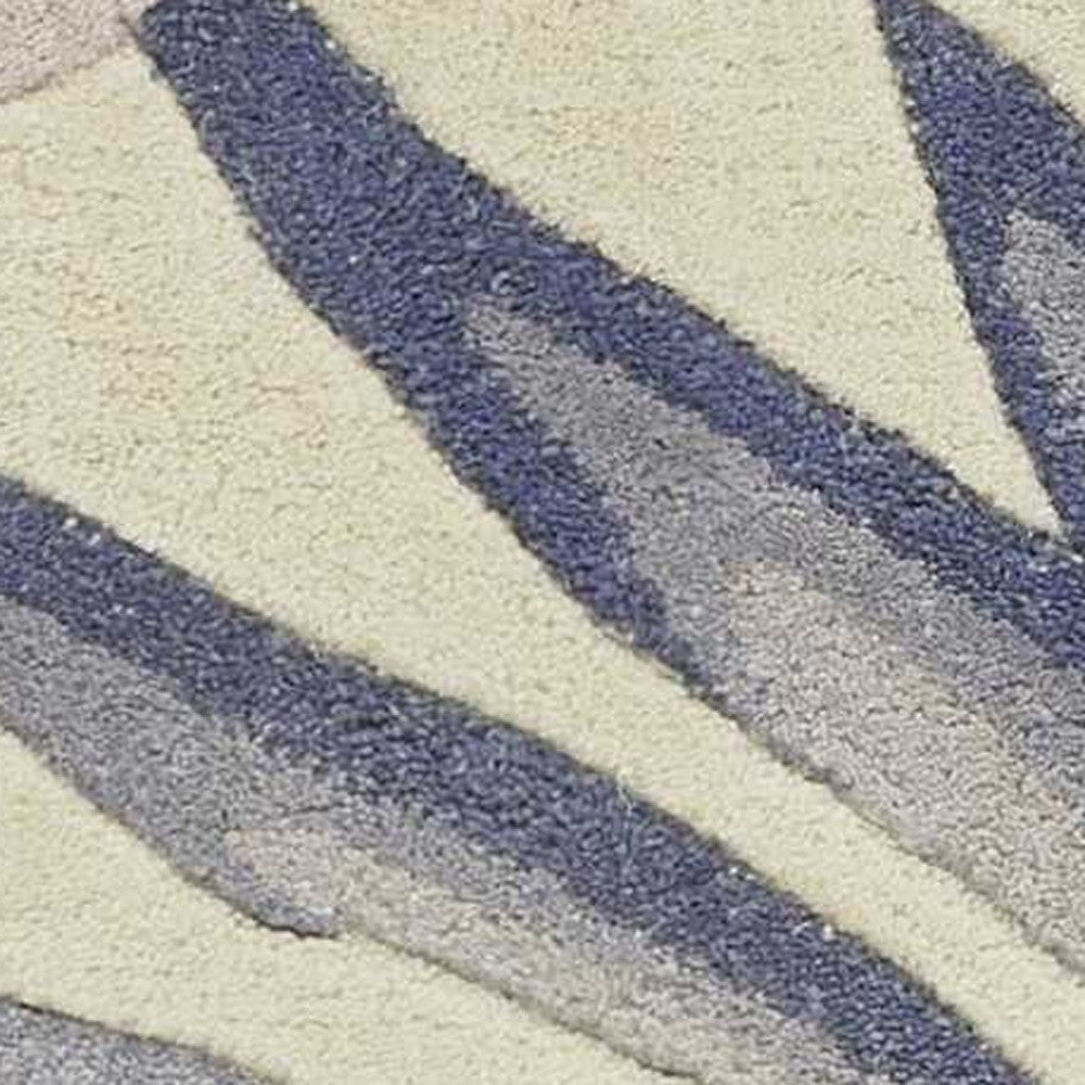 8' Green Pink And Purple Wool Tropical Botanical Hand Tufted Runner Rug-Area Rugs-DECOROLALA