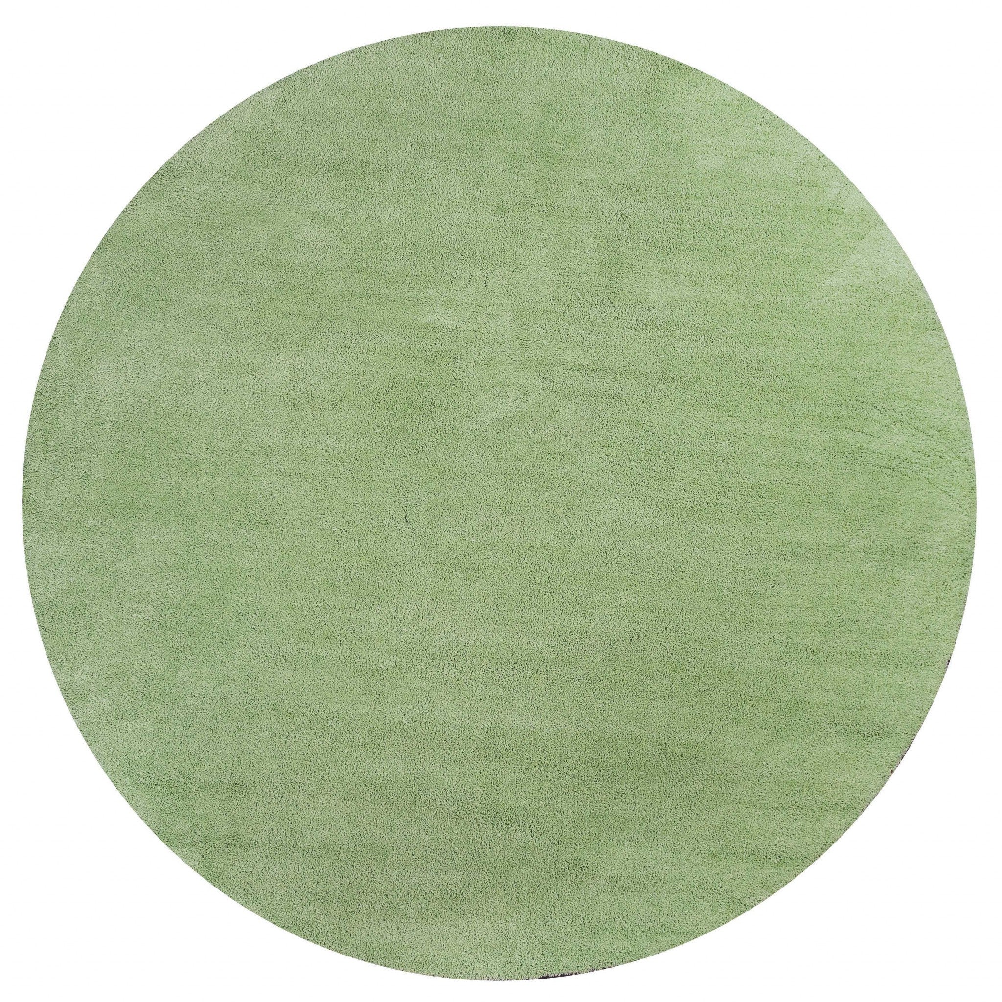 8' Green Round Hand Woven Area Rug-Area Rugs-DECOROLALA