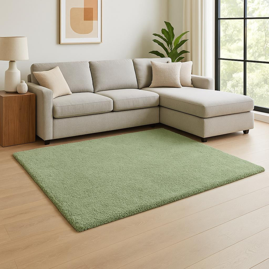 8' Green Round Hand Woven Area Rug-Area Rugs-DECOROLALA