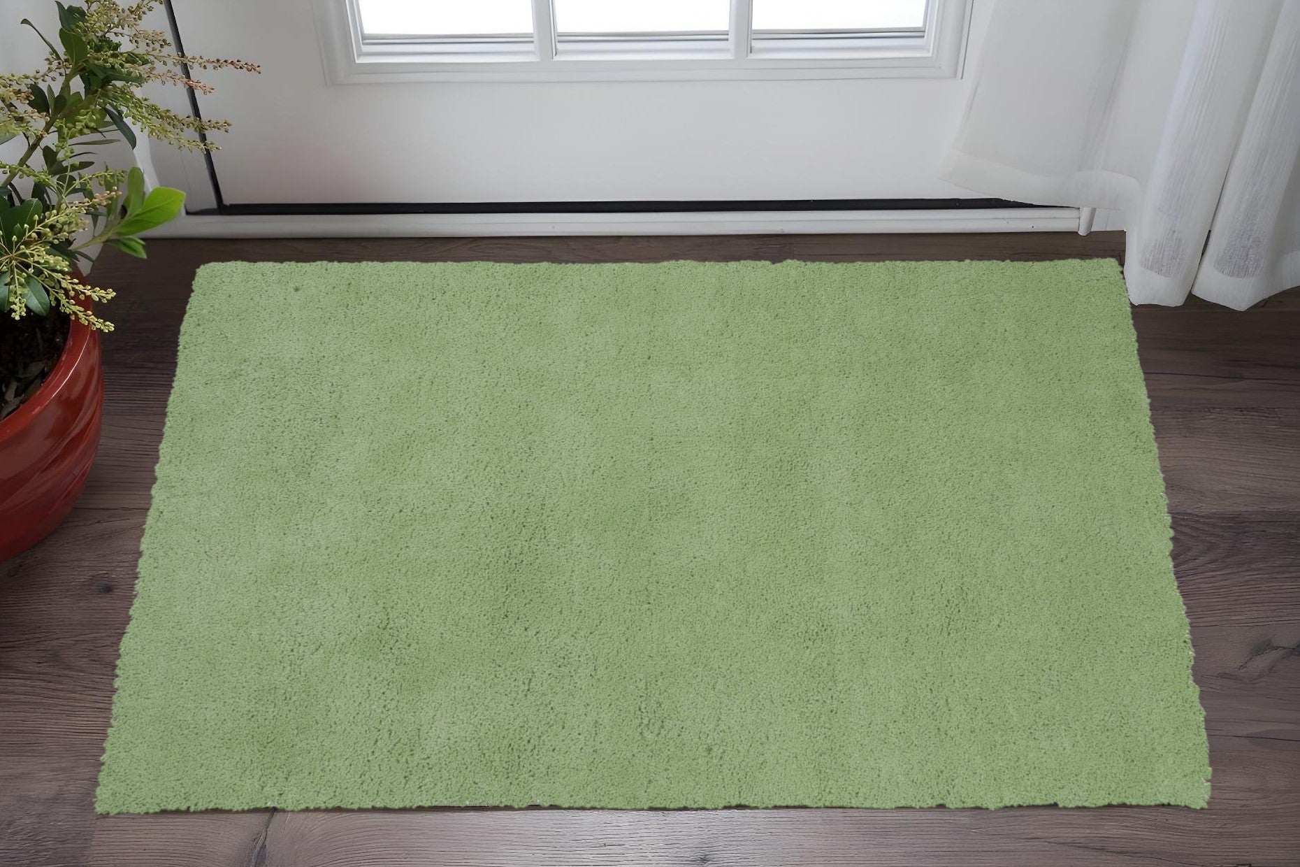 8' Green Round Hand Woven Area Rug-Area Rugs-DECOROLALA