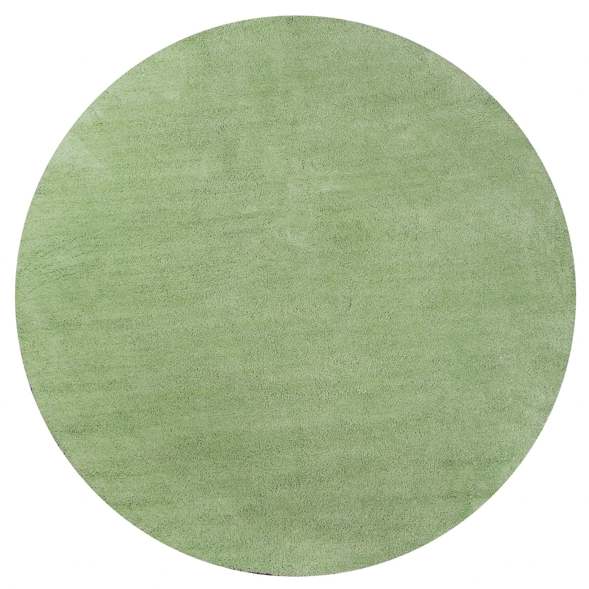 8' Green Round Hand Woven Area Rug-Area Rugs-DECOROLALA