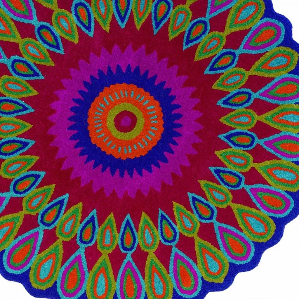 8' Green Wool Hand Tufted Round Rug-Area Rugs-DECOROLALA