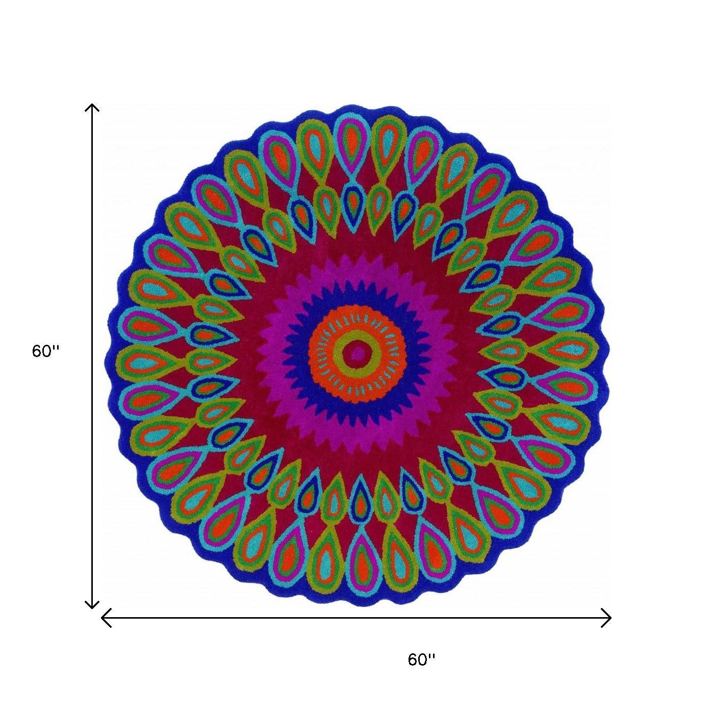 8' Green Wool Hand Tufted Round Rug-Area Rugs-DECOROLALA