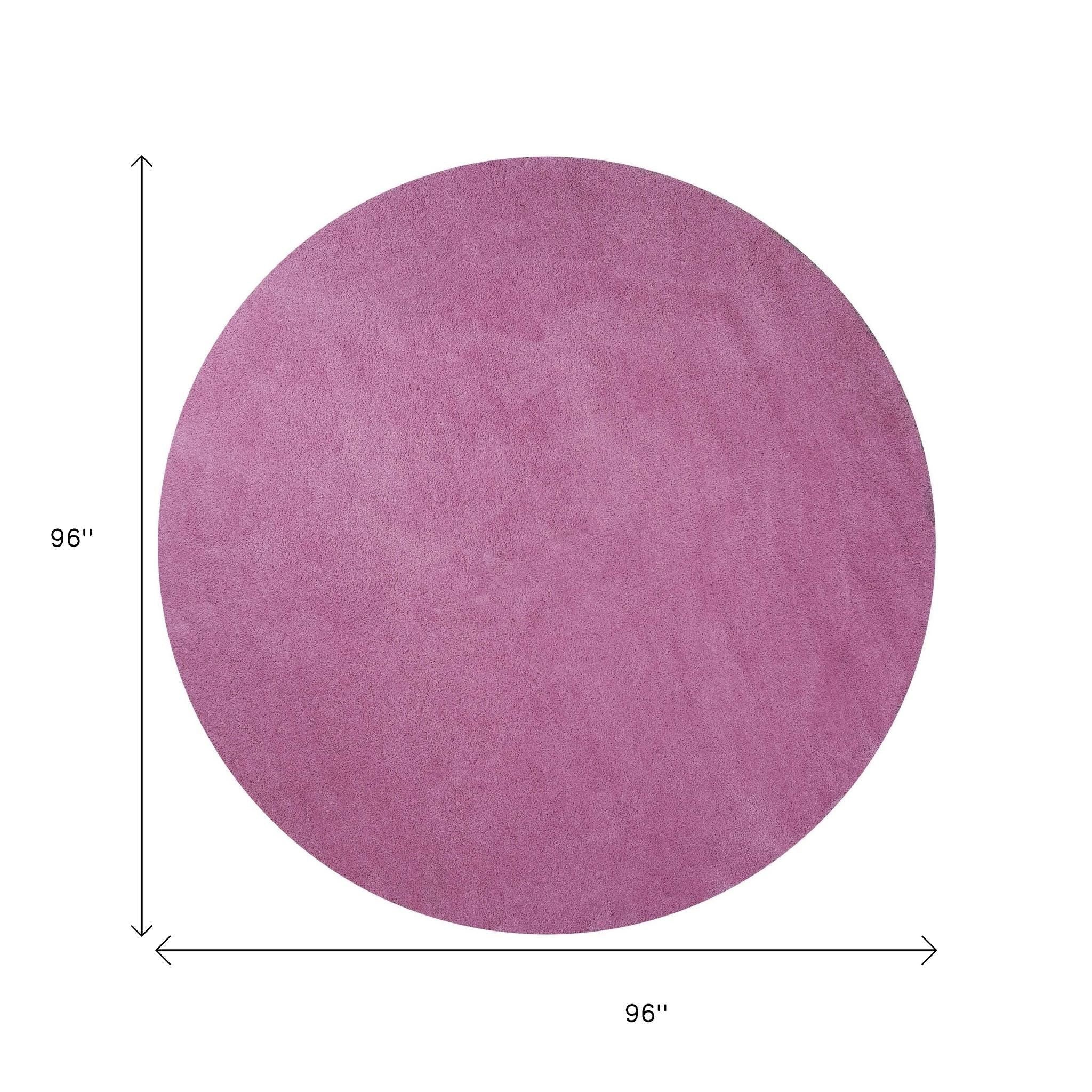 8' Hot Pink Hand Woven Round Rug-Area Rugs-DECOROLALA