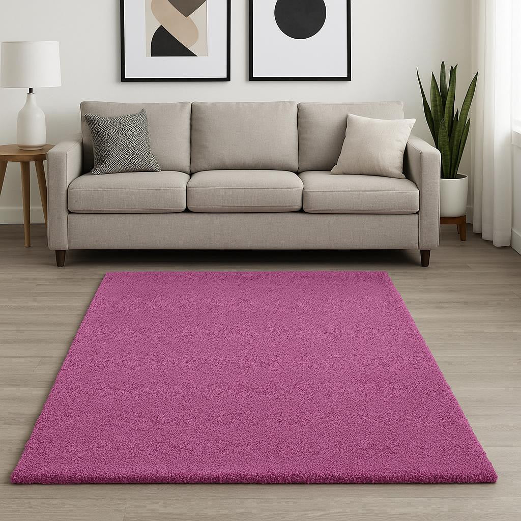 8' Hot Pink Hand Woven Round Rug-Area Rugs-DECOROLALA