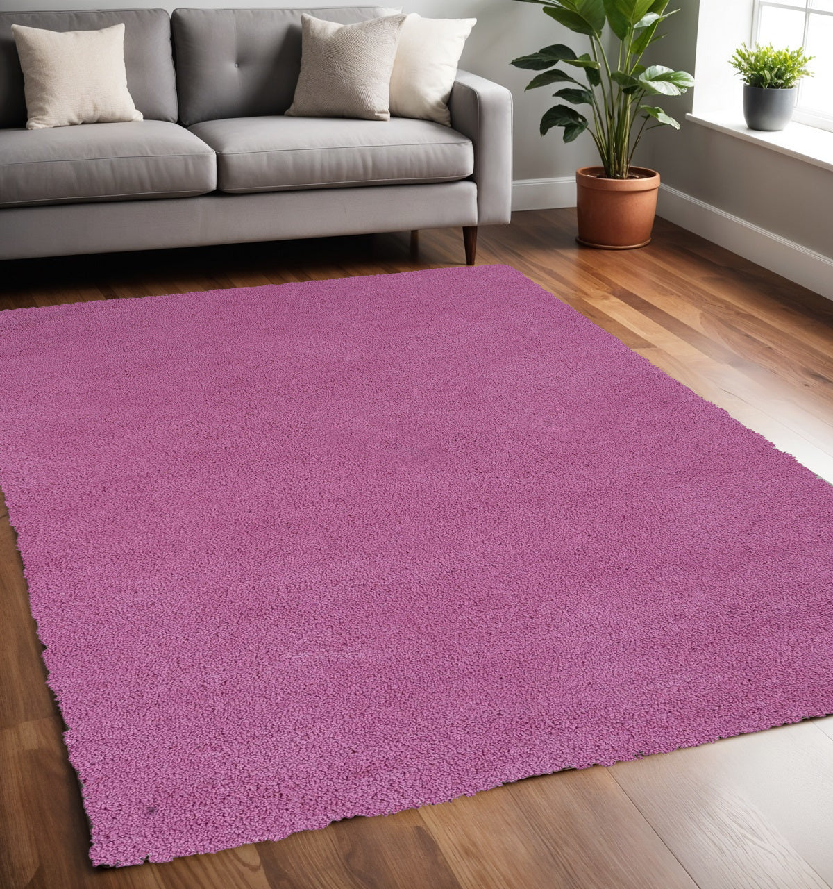 8' Hot Pink Hand Woven Round Rug-Area Rugs-DECOROLALA