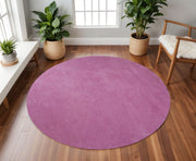 8' Hot Pink Hand Woven Round Rug-Area Rugs-DECOROLALA