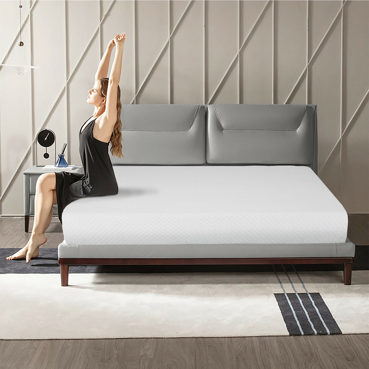 8 Inch Foam Medium Firm Mattress with Jacquard Cover-King Size-Mattresses-DECOROLALA