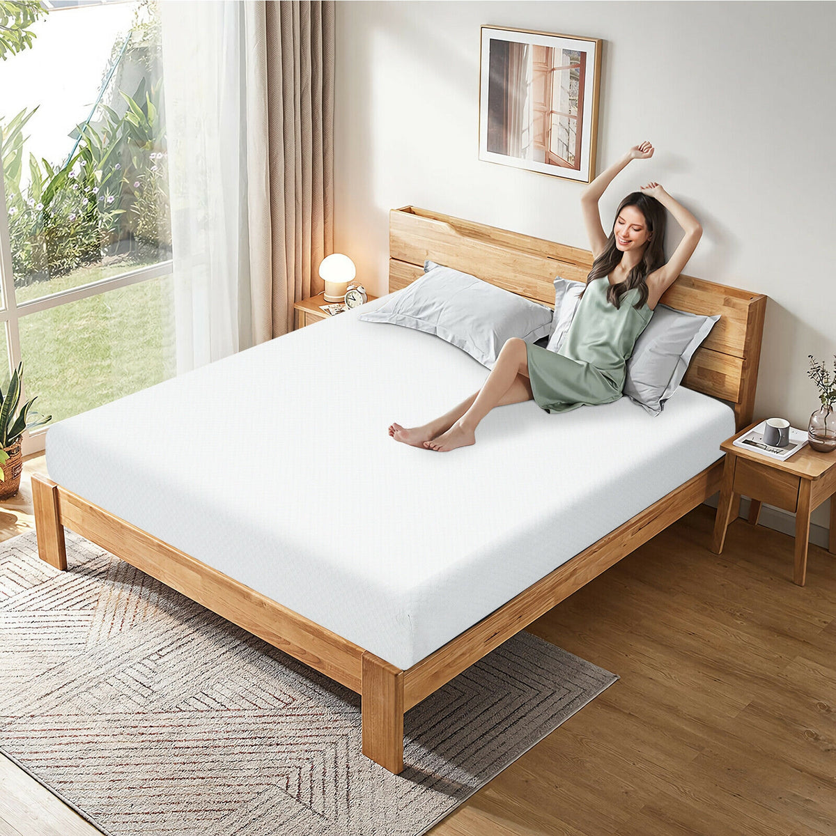 8 Inch Foam Medium Firm Mattress with Jacquard Cover-Queen Size-Mattresses-DECOROLALA