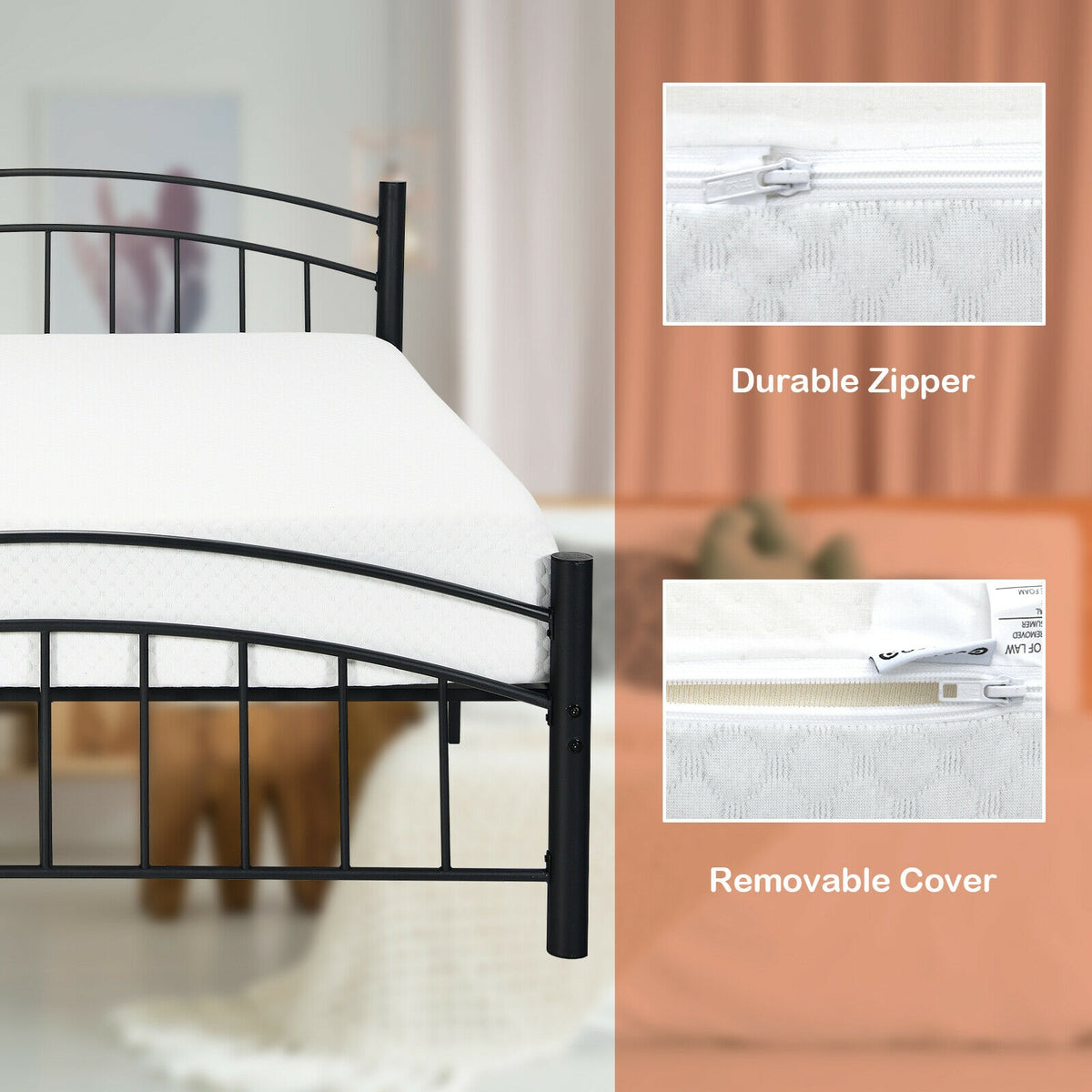 8 Inch Foam Medium Firm Mattress with Jacquard Cover-Twin Size-Mattresses-DECOROLALA