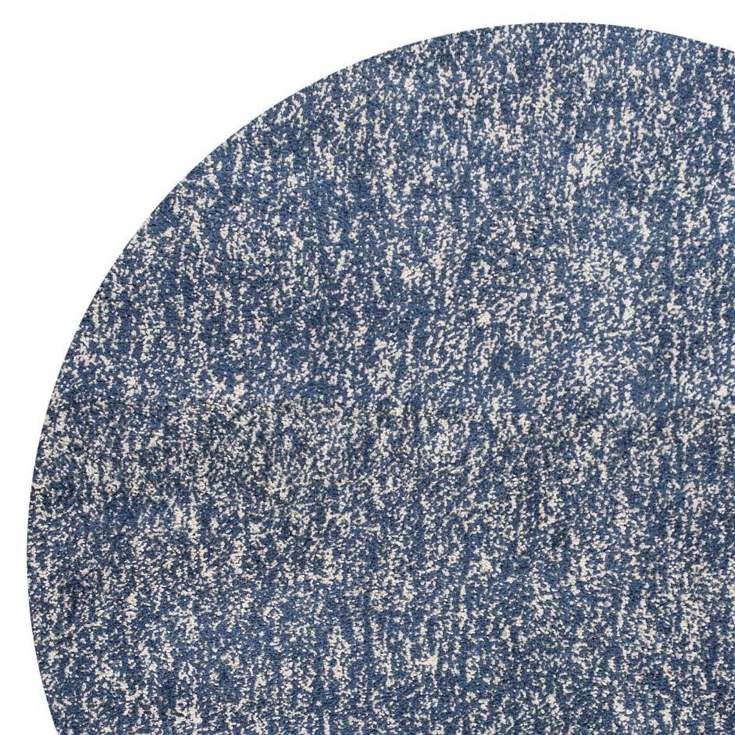 8' Indigo And Ivory Abstract Hand Woven Round Rug-Area Rugs-DECOROLALA