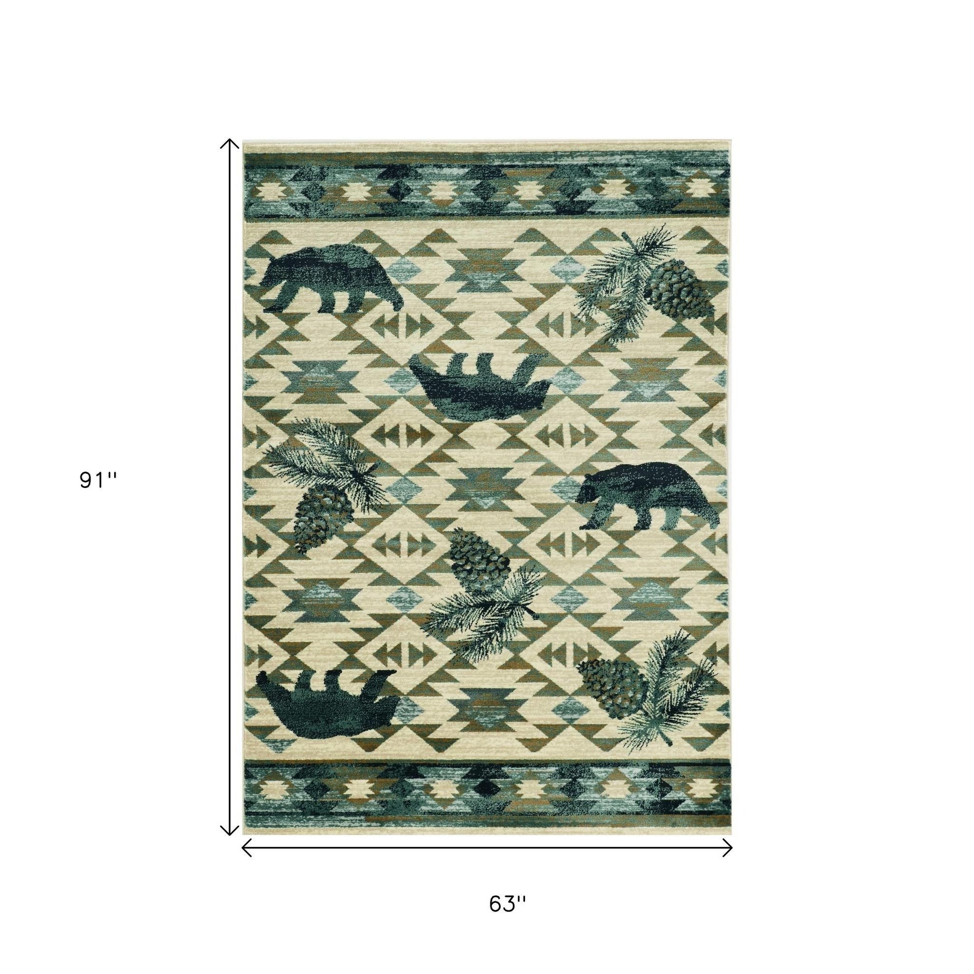 8' Ivory And Blue Southwestern Round Rug-Area Rugs-DECOROLALA