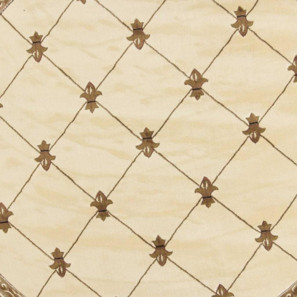 8' Ivory And Brown Floral Vines Round Rug-Area Rugs-DECOROLALA