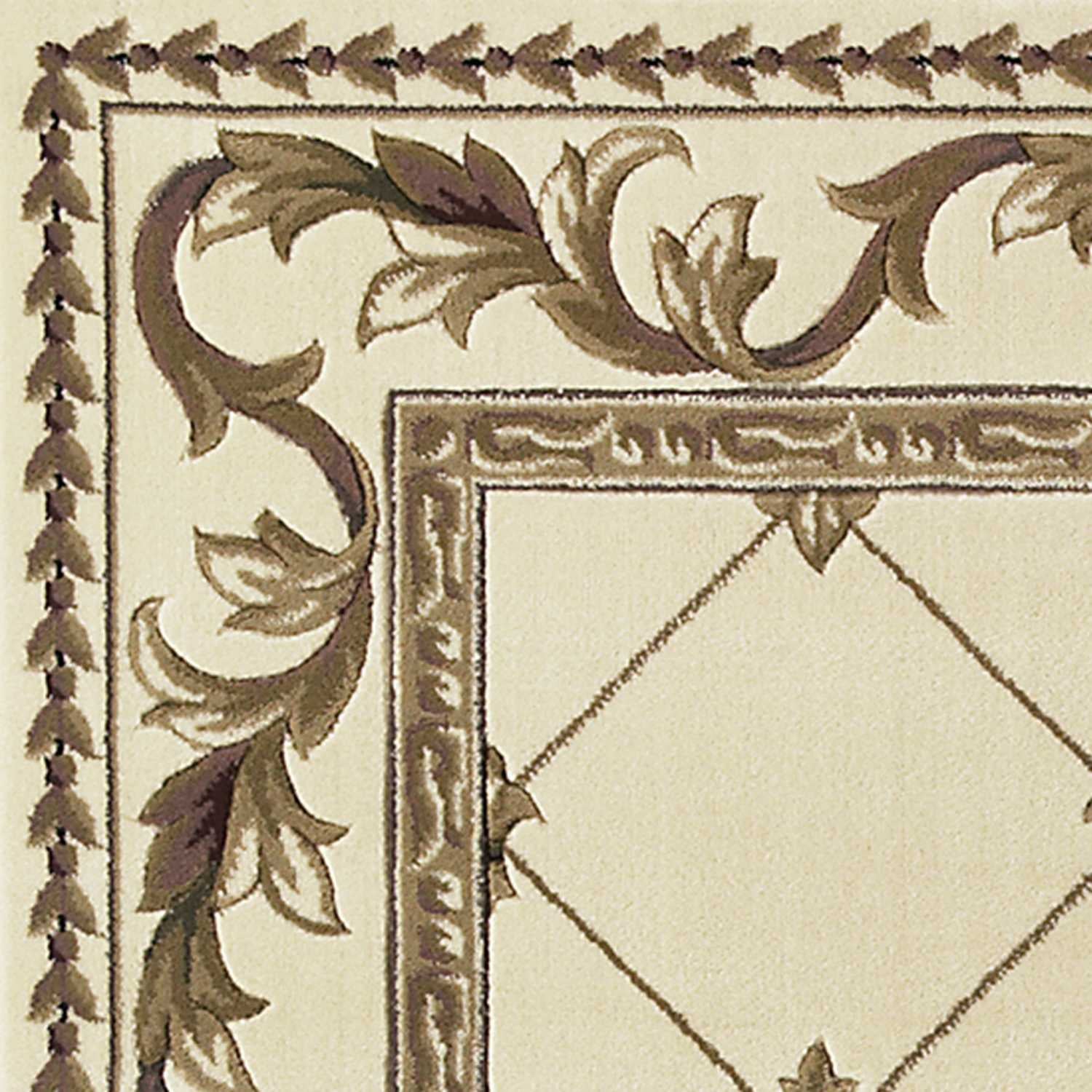 8' Ivory And Brown Floral Vines Round Rug-Area Rugs-DECOROLALA